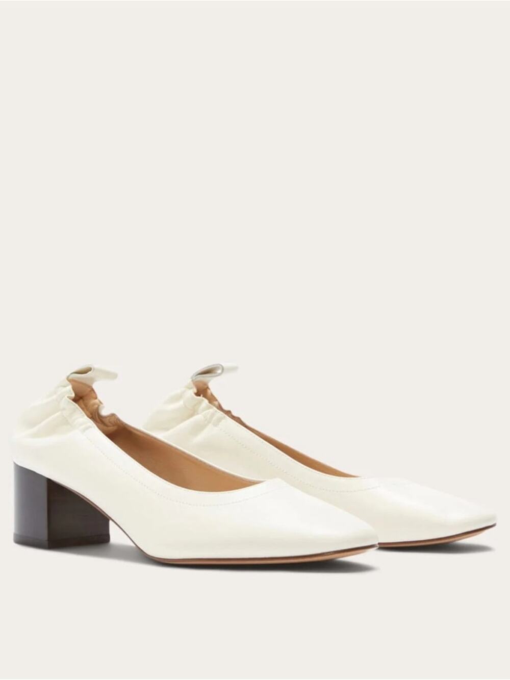 Everlane The Day Heel Bone Leather Block Heel Slip On Size 7 Sustainable NWOB